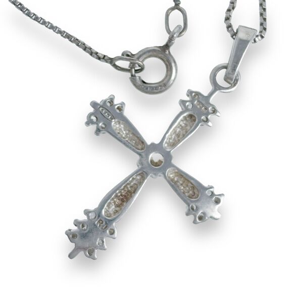 Cubic Zirconia Cross Pendant ONLY | Vintage RJ Sterling Silver 925 - Picture 4 of 5